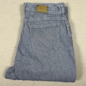 Vintage L.L. Bean Chambray Denim Jeans 32x28 Blue High Rise Tapered USA 80s‎